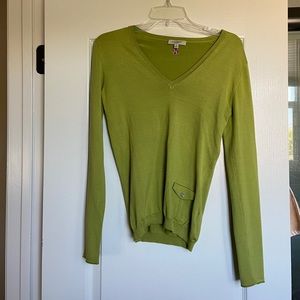 Burberry green silk v-neck sweater